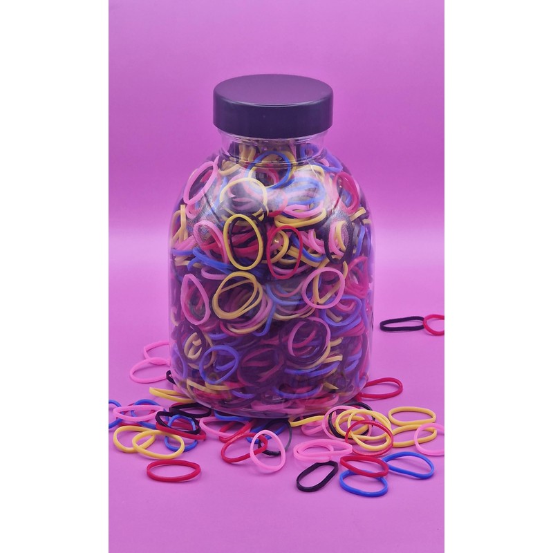 Colourful Hair Bands, 1000 Pieces, Multi-Colour Elastic Rubber Bands, Small