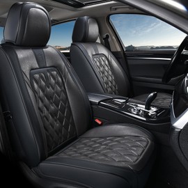 Coverado Car Seat Covers Full Set, 5 Seats Covers for Cars, Car Seat Covers Front Seats Back Seat Covers, Car Seat Protector Luxury Leathaire Waterproof Seat Cushions Universal Fit Most Cars Black