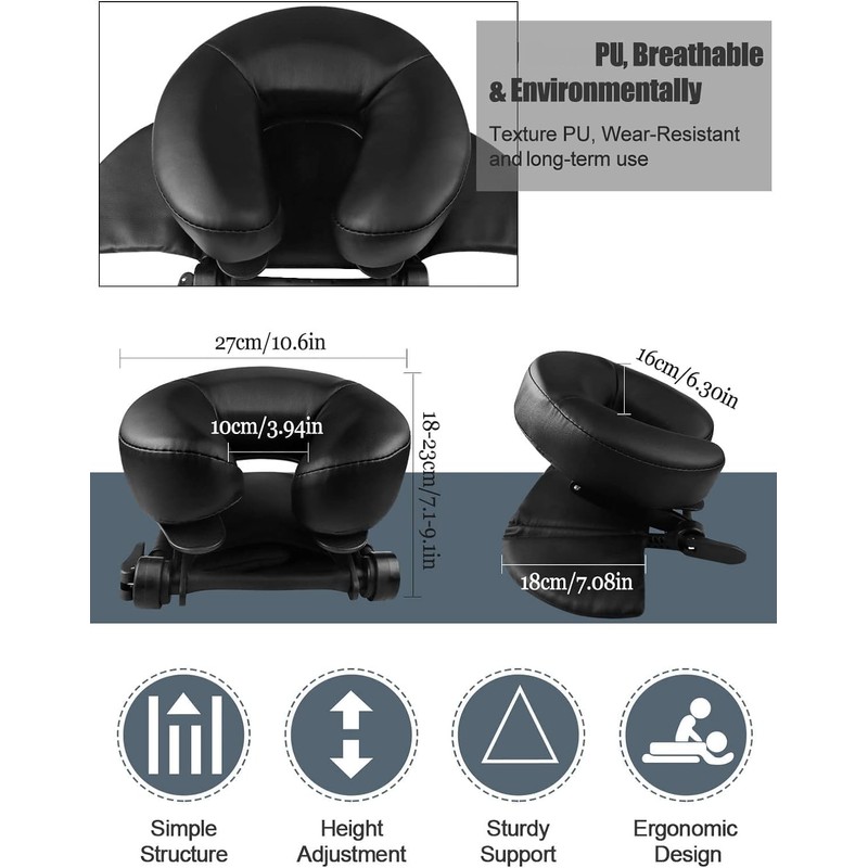 Adjustable Massage Headrest for Table Bed Mattress With Face Cradle