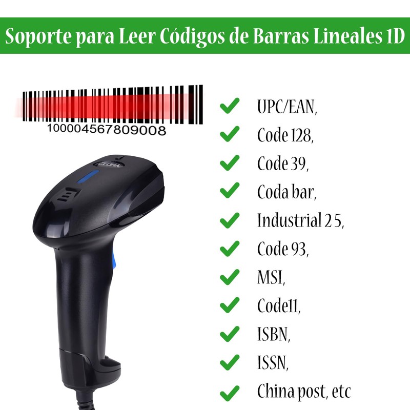 Escáner de Codigo de Barras, Lector Códigos de Barras Compatible