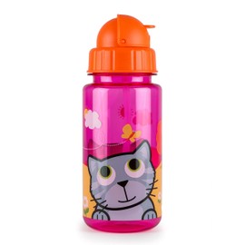 TUM TUM Flip Top Kids Water Bottle With Straw, Tritan Toddler Water Bottle, 400ml, BPA Free (Scruff the Dog)