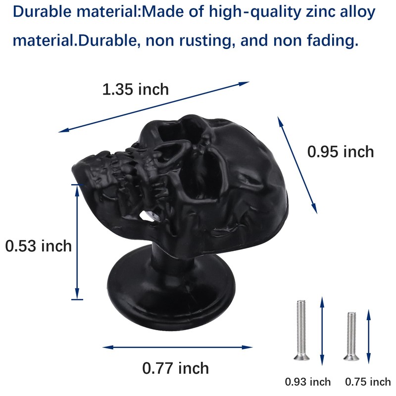 FANYUN 4 Pack Skull Skeleton Cabinets Knobs, Single Hole Pull
