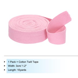 PATIKIL 1.2"/3cm Cotton Twill Tape 10 Yards Cotton Ribbon Bias Binding Tape Herringbone Webbing Trim for Sewing Gift Wrapping Craft DIY Light Pink