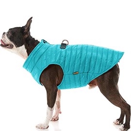 Gooby Puffer Vest Dog Jacket - Turquoise, Large - Ultra Thin Zip Up Wind Breaker with Dual D Ring Leash - Water Resistant Small Dog Sweater Coat - Dog Clothes for Small Dogs Boy or Medium Dogs