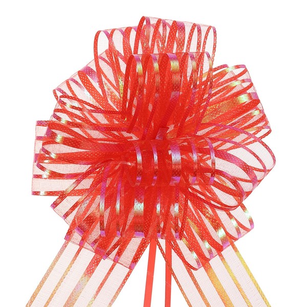 Unifizz 5pcs 6 Inch Large Organza Pull Bow with Chiffon