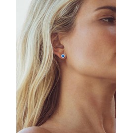 ChicSilver Women March Birthstone Jewelry 925 Sterling Silver Round Blue Aquamarine Earrings 7mm Birth Stone Hypoallergenic Earrings