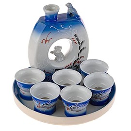 Service a Sake Asiatique traditionnel – Teinte Rose – Modèle Fond de verre Men Dénudés