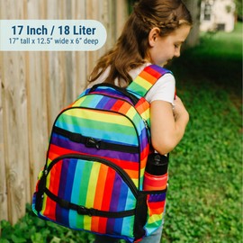 Wildkin ECO rPET 17-inch Large Backpack – Sustainable, Padded, Adjustable – Rainbow Stripe
