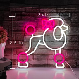 Dog Neon Signs for Wall Decor,Cute Poodle Dog Neon Lights Animal Neon Sign for Bedroom,Kids Room,Pet Shop,Art Wall Decoration,Pink Neon Light Birthday Gift for Girl Boy Dog Lovers