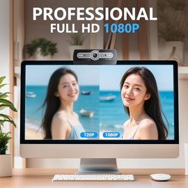 Full HD 1080P cámara web para computadora portátil con micrófono, cámara de transmisión USB Plug & Play
