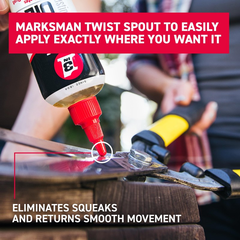 3-IN-ONE Multi-Purpose Drip Oil with Marksman Twist Spout, Long-lasting lubricant,