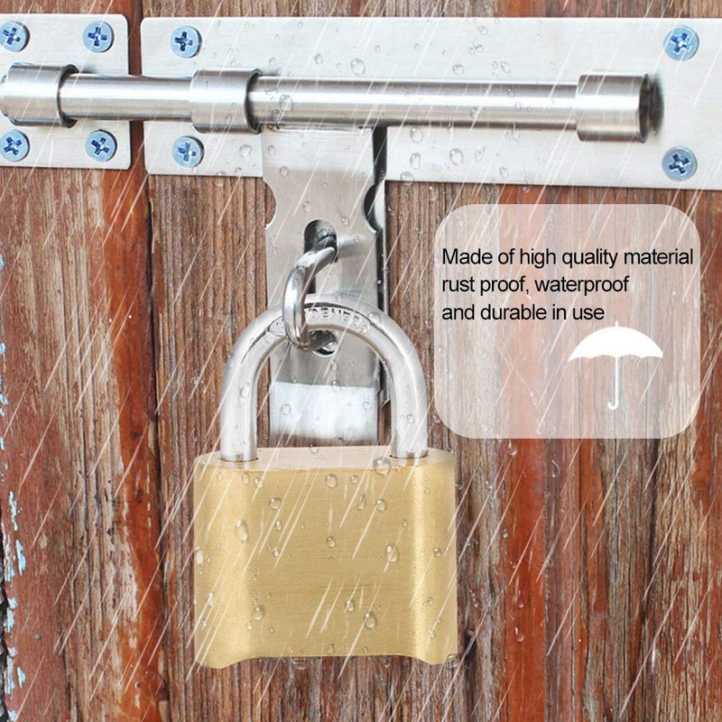 Combination Padlock, 4 Digit Rust Proof Brass Password Lock Waterproof