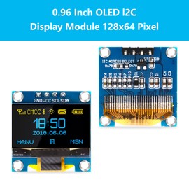 QIQIAZI 0.96 Inch OLED Display I2C Module, 5 Pieces I2C Display Module 128 x 64 Pixel I2C Screen Display Module Compatible with Arduino and Raspberry Pi (Yellow/Blue)