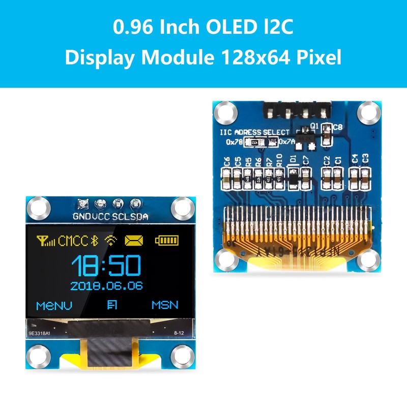 QIQIAZI 0.96 Inch OLED Display I2C Module, 5 Pieces I2C