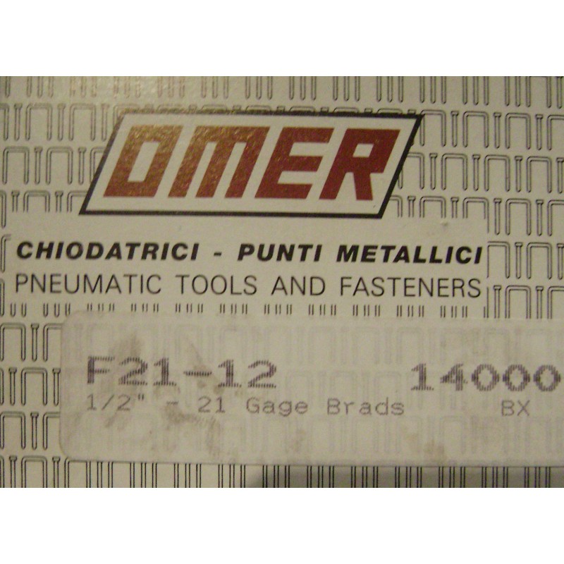 OMER 1/2" Galvanized BRADS --- 21 Gauge GA --- New