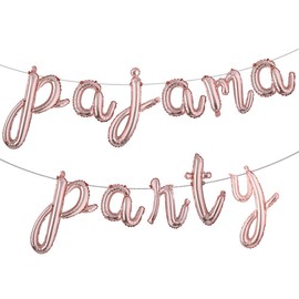 16 inch lowercase Pajama Party Balloons Banner Girls Sleepover Birthday Party Decoration Slumber Parites Banner Colorful Balloons Backdrop (L pajama party rose gold)
