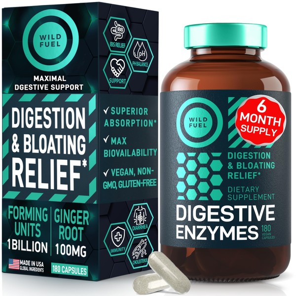 Digestive Enzymes with Probiotics and Prebiotics - Gut Health, Digestion IBS Supplement with Artichoke Ginger Turmeric – Vegan Probiotic Enzymes Digestive Health and Bloating Relief - 180 Caps