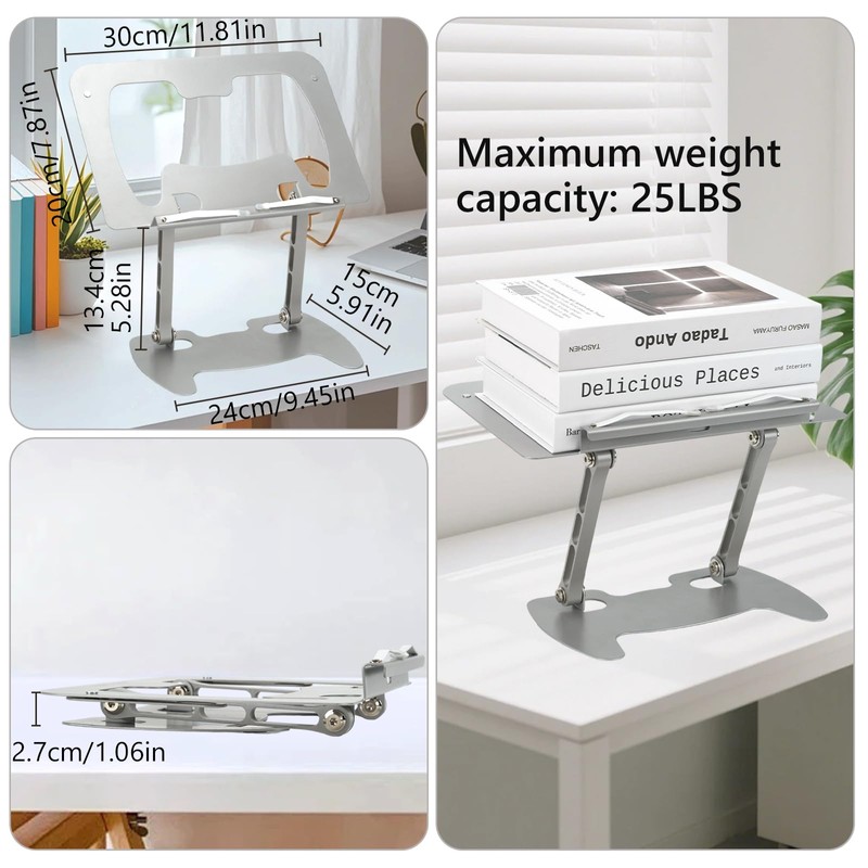Book Stand for Reading, Adjustable Metal Laptop Stand for Desk