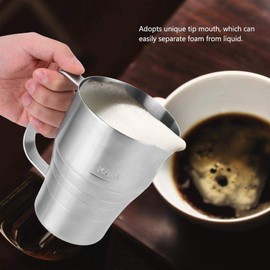 Stainless Steel Coffee Pitcher Cup with Scale 900ml, Household Silver Coffee or Milk Frothing Cup, Unique Tip Mouth, Easily Separate the Foam from the Liquid