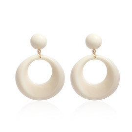 QIAOLEHUI Simple Retro 70s Disco Earrings for Women White Acrylic Dangle Drop Earrings Jewelry Gift (White)