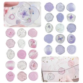 60PCS Wax Seal Stickers, Takemay Invitation Envelope Seal Sticker, Self Adhesive Wax Seals for Wedding Baby Shower Birthday Bridal Shower Present Wrapping (Pink, Purple)