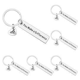 Xiahuyu 6 Pcs Thank You Gifts Appreciation Keychain You Make A Difference Keychain Thank You Gifts for Teacher Mentor Nurse Appreciation Gift for Employee Coworker Social Worker Bus Driver