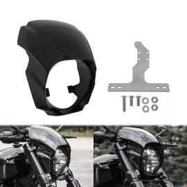 HDBUBALUS Black Headlight Fairing Cover Mask Fit For Harley Softail Breakout FXBR 2018-23