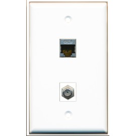 RiteAV 1 Gang Wall Plate (White) 2 Port - Cat6 (Shielded) Coax (White)