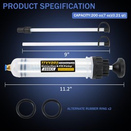 TTVVDDS Automotive Fluid Extractor Pump, 200 cc Oil Extractor Pump with Hose, Upgraded Oil Change Pump, Lightweight Oil Suction Pump for Changing Transmission Fluid, Power Steering Fluid, Brake Fluid