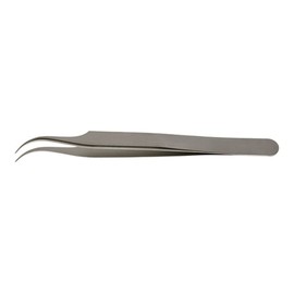 EMS 72801-D INOX 02 Dumont Positive Action Tweezer, Style 7, High Precision Grade, Polished, Thin Curved Tips, 115 mm Height, Stainless Steel