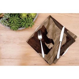 C&F Home Elwood Napkin Oversized Reversible Cotton Dinner Cloth Napkin Lodge Rustic Elk Moose Bear Set of 6 Napkin Set of 6 Brown