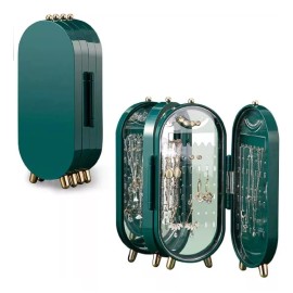 KFMX Joyero Organizador Plegable Con Espejo Aretes Collares