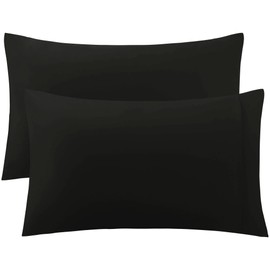 sourcingmap Pillow Cases Covers Home Room Pillowcases with Envelope Closure Housewife Egyptian Cotton 250 Thread Count Set of 2 Black King(51x91cm)