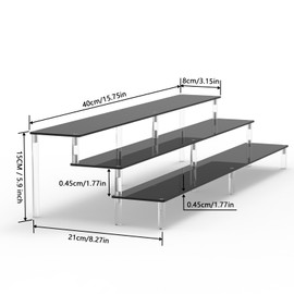 AZEAM 2 Packs 15 3/4 inch Acrylic Riser Display Stand Shelf Clear 3 Tier Display Shelves Compatible with Figures Cupcake Stand Food Dessert Holder