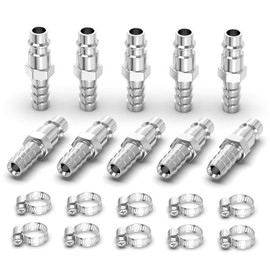 ERGAOBOY 10 Pcs Male Industrial Air Coupling and Plug Kit with 6MM Hose Barb, Flow Quick Connect Air Pneumatic Compressor Hose Fittings