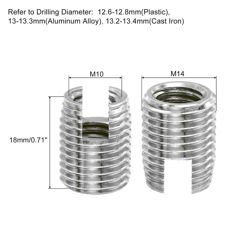 QUARKZMAN Self Tapping Thread Inserts, 5 Pieces Female Thread M10-1.5