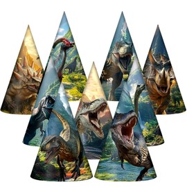 Gersoniel 24 Pcs Dinosaur Party Hats Dinosaur Birthday Party Hats Cone Shaped Dino Headband Colorful Paper Party Crown for Dinosaur Theme Decorations Dinosaur Birthday Party Favors (Vibrant Style)