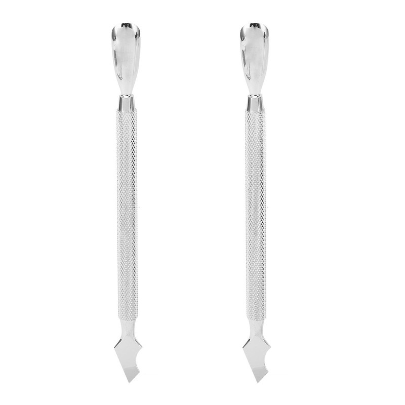 2Pcs Dual Ended Cuticle Pusher Stainless Steel Multipurpose Portable Cuticle