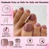 LoveOurHome 120pc Coffee Press on Toenails Women Fake Toe Nails