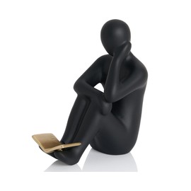 Artconal Elegant Reader Thinker - Estatua decorativa para el hogar, moderna escultura abstracta para oficina, estudio, biblioteca, estantería, mesa, computadora, gran regalo para lector (C-negro)