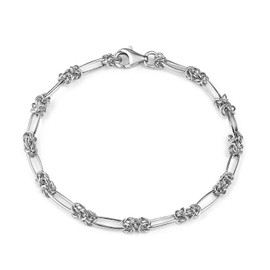 Materia Byzantine Chain Bracelet Women 925 Silver – Women's Bracelet Wide with Gift Box 17-23 cm #SA-65, Sterling Silver