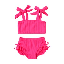 MAMAMI Toddler Swimsuit Girl Color Block Stripe Two Pieces Swimwear Baby Girl Summer Beach Bathing Suits