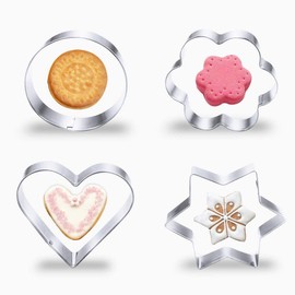Cookie Cutter,Heart Star Circle Flower Shaped Stainless Steel Cookie Cutter for Cutting Mould Cookie Pastry Fruit,12 PCS