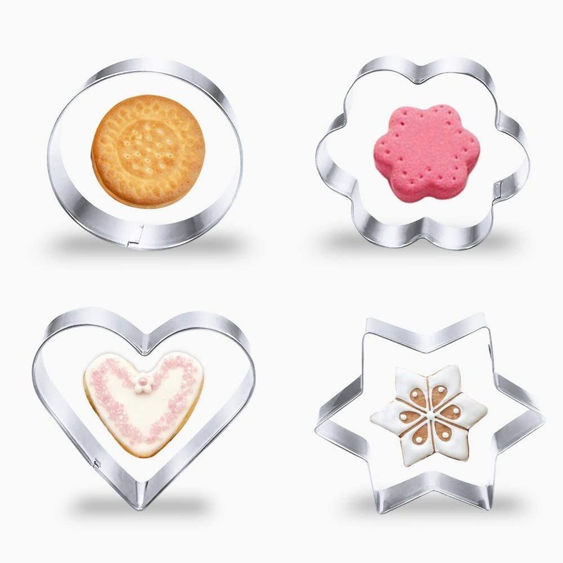 Cookie Cutter,Heart Star Circle Flower Shaped Stainless Steel Cookie Cutter