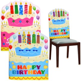 Fancy Land 2 Pcs Birthday Chair Cover for Classroom Pink and Blue Happy Birthday Seat Cover for Kids Birthday Party Decorations for School Home Office