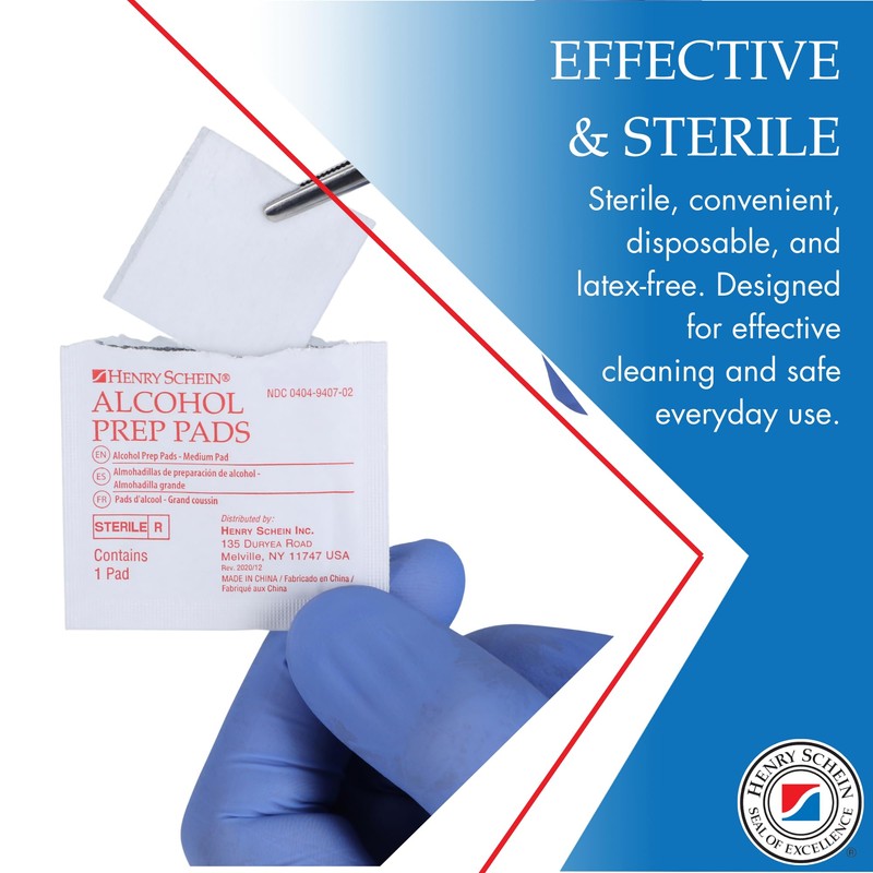 Henry Schein Alcohol Prep Pads, Medium Size, 200 Count -