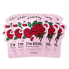 TONYMOLY I’m Real Mascarilla Facial de Rosas 5 Pzs Revitalizante e Hidratante Coreana