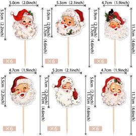 36 piezas de adornos para magdalenas de Feliz Navidad con cabeza de Papá Noel para decoración de pasteles de Navidad con temática de Papá Noel, baby shower, Navidad, Año Nuevo, día festivo, cumpleaños, fiesta, decoración de pasteles