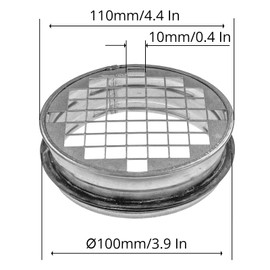 4" Inch (net 3/8" x 3/8" in) Steel Mesh Duct End Cap with Rubber Gasket - Round Galvanized Steel Cap, Steel Screen - Vent Duct End Cap - Available Different Sizes (4"; 5"; 6"; 8"; 10" 12" Inch)