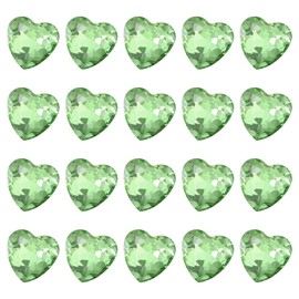 MECCANIXITY 20 Pcs 3D Heart Light Green Nail Rhinestones K9 Glass Crystal Rhinestones Pointed Back Crooked Heart Gems for Nail Charm Art DIY Decoration Craft 8x8mm